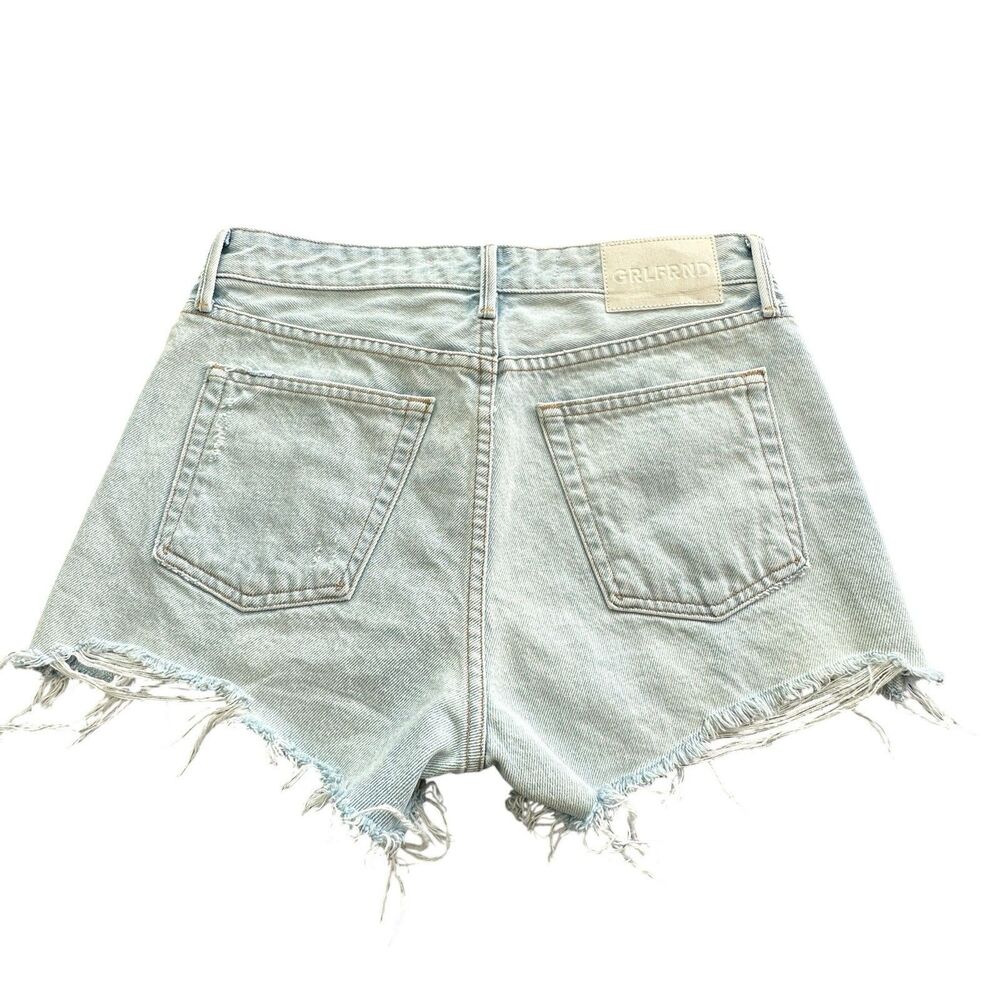 GRLFRND Button Fly Helena Shorts Sz 26 High Rise Cut-Off Denim In Newport Wash